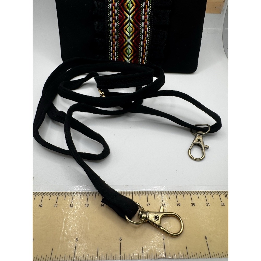 Black Suede Like Boho Crossover Purse/Bag - Removable Strap - Picture 2 of 9